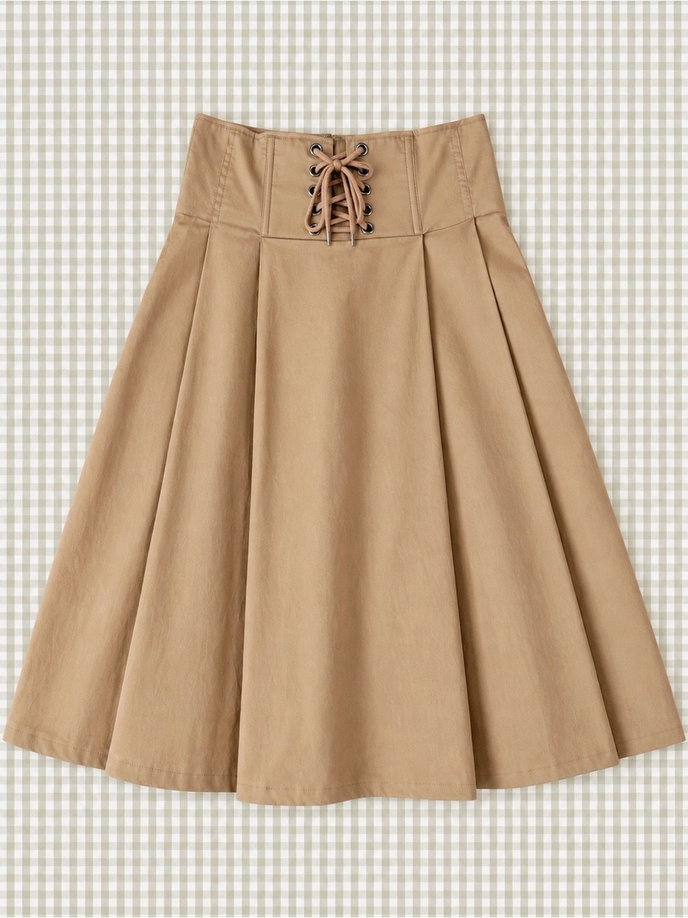 H&M Woman Beige High Waist Corset Midi Pleated Skirt MEDIUM Coquette Peasant
